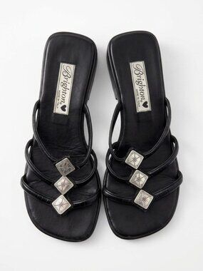 Brighton Black Strappy Sandals - Size 7 - Made in Italy Genuine leather